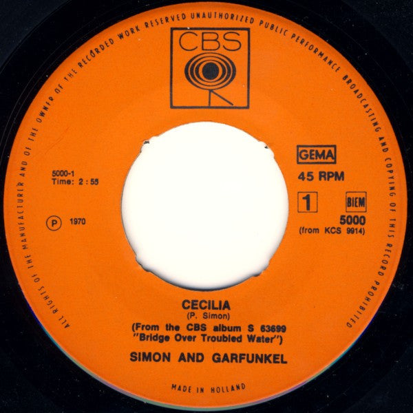 Simon & Garfunkel : Cecilia (7",45 RPM,Single)