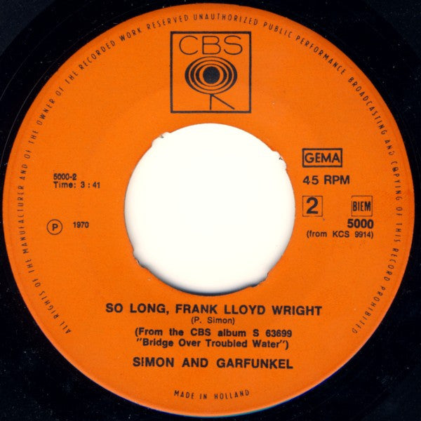 Simon & Garfunkel : Cecilia (7",45 RPM,Single)