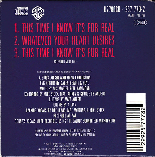 Donna Summer : This Time I Know It's For Real (CD, Mini, Single)