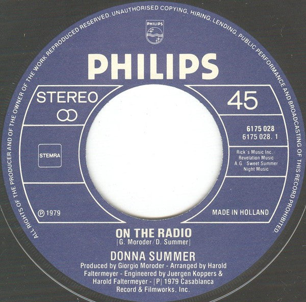 Donna Summer : On The Radio (7",45 RPM,Single)