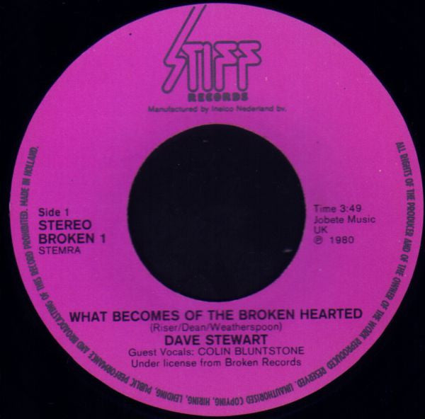 Dave Stewart Guest Vocals Colin Blunstone : What Becomes Of The Broken Hearted (7",45 RPM,Single)