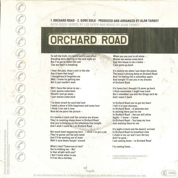 Leo Sayer : Orchard Road (7",45 RPM,Single)