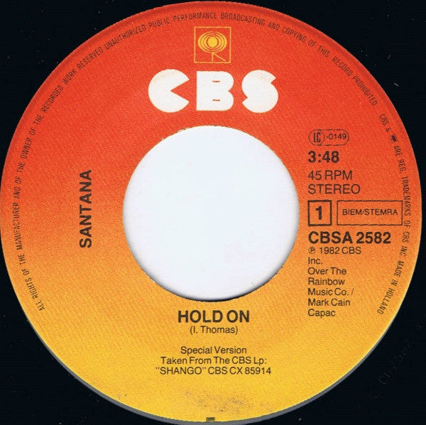 Santana : Hold On (7",45 RPM,Single)