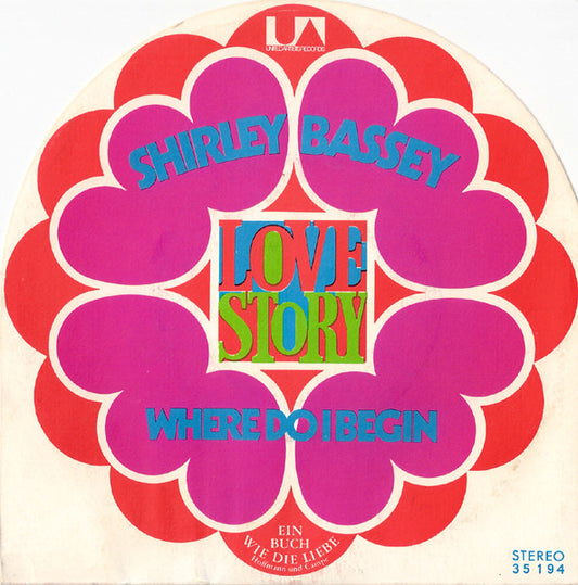 Shirley Bassey : Love Story / For The Love Of Him (7",45 RPM,Single,Stereo)