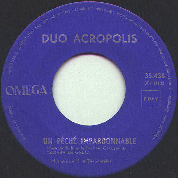 Duo Acropolis : Zorba Le Grec (Musique Originale) (7")