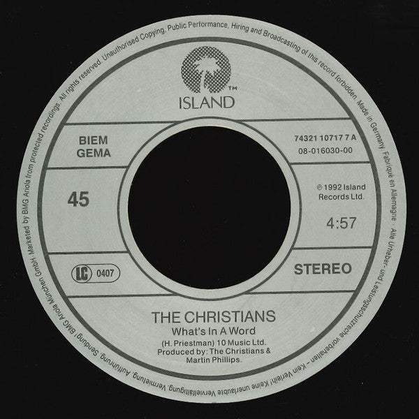 Christians, The : What's In A Word (7",45 RPM,Single,Stereo)
