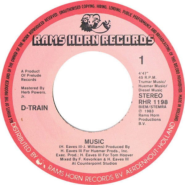 D-Train : Music (7",45 RPM,Single,Stereo)