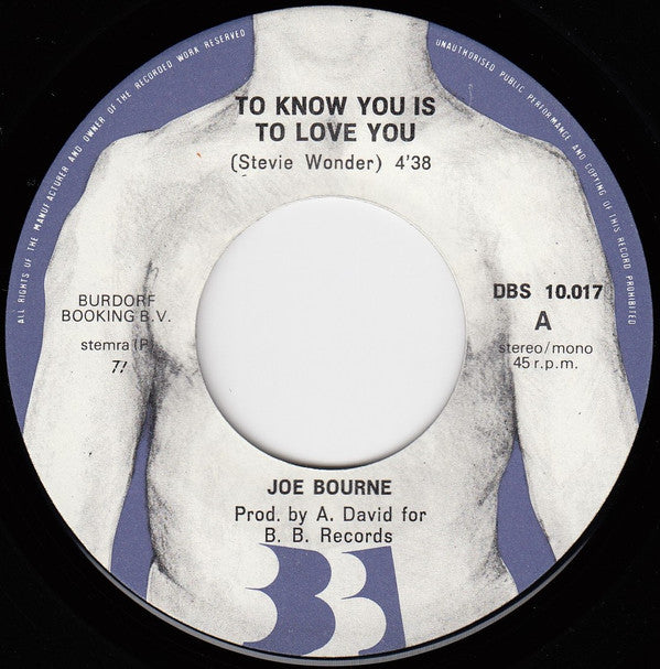 Joe Bourne : To Know You Is To Love You (7",45 RPM,Single)