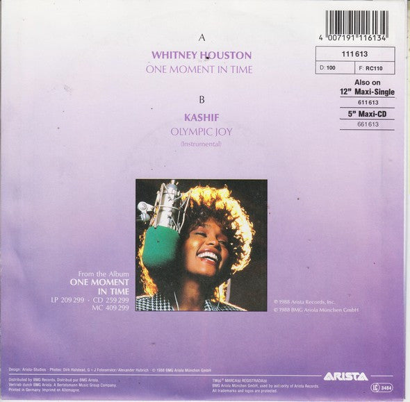 Whitney Houston : One Moment In Time (7",45 RPM,Single,Stereo)