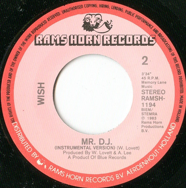 Wish (2) : Mr. D.J. (7",45 RPM,Single)