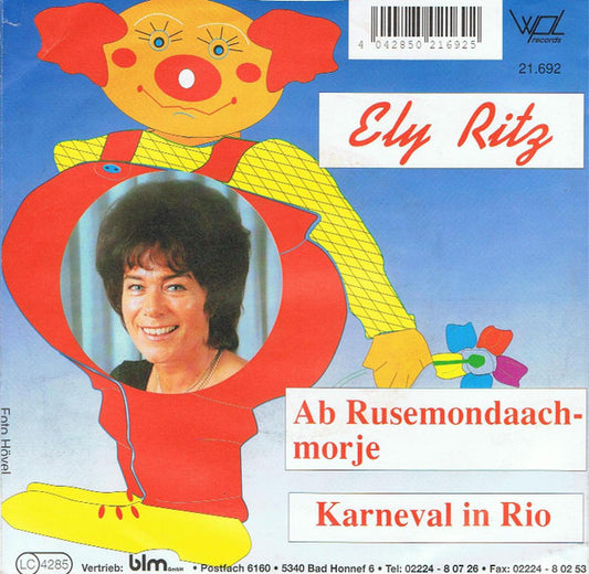 Ely Ritz : Ab Rusemondaachmorje / Karneval In Rio (7",45 RPM,Single)