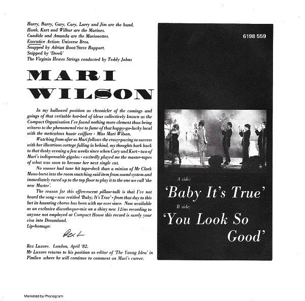 Mari Wilson : Baby It's True (7",Single)