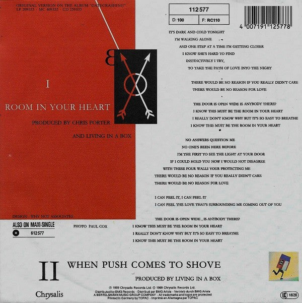 Living In A Box : Room In Your Heart (7",45 RPM,Single,Stereo)