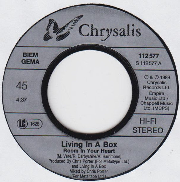 Living In A Box : Room In Your Heart (7",45 RPM,Single,Stereo)