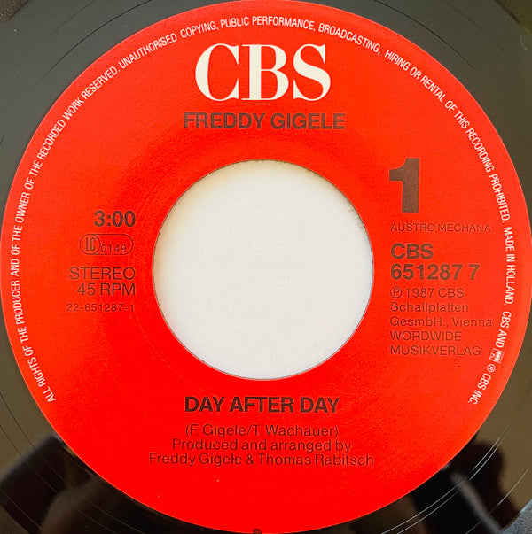 Freddy Gigele : Day After Day (7",45 RPM,Single,Stereo)