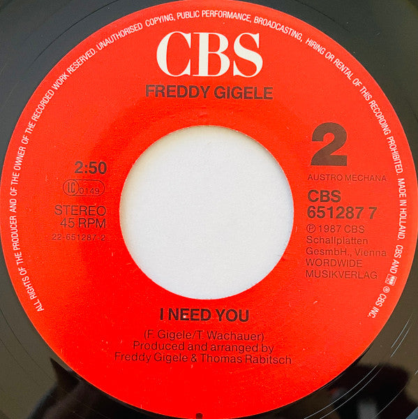 Freddy Gigele : Day After Day (7",45 RPM,Single,Stereo)