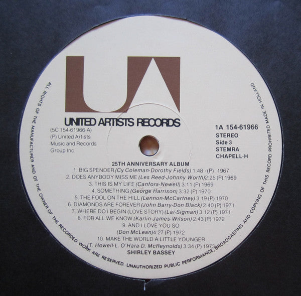 Shirley Bassey : 25th Anniversary Album (LP,Compilation)