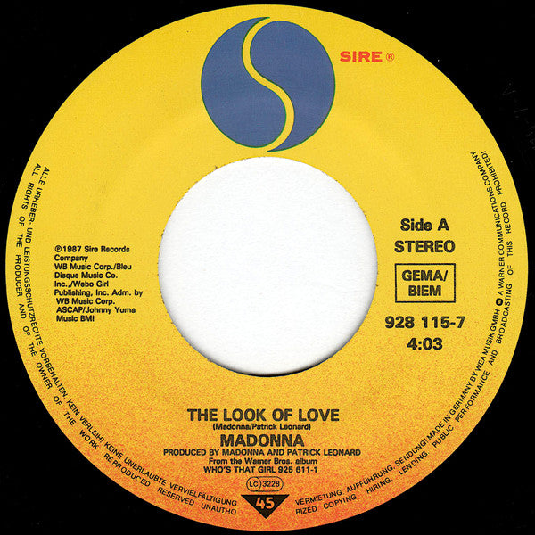 Madonna : The Look Of Love (7",45 RPM,Single,Stereo)