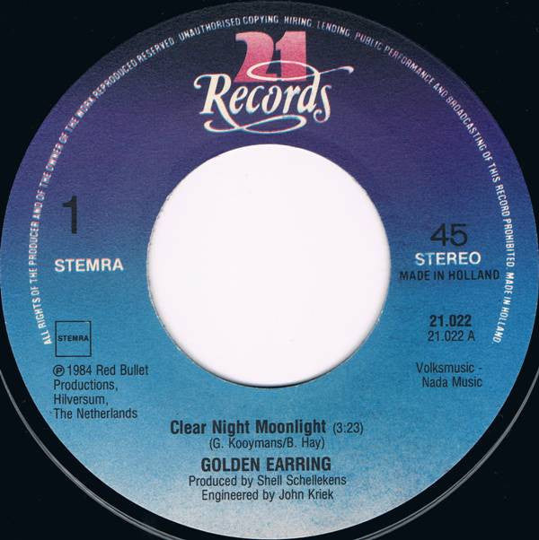 Golden Earring : Clear Night Moonlight (7",45 RPM,Single)