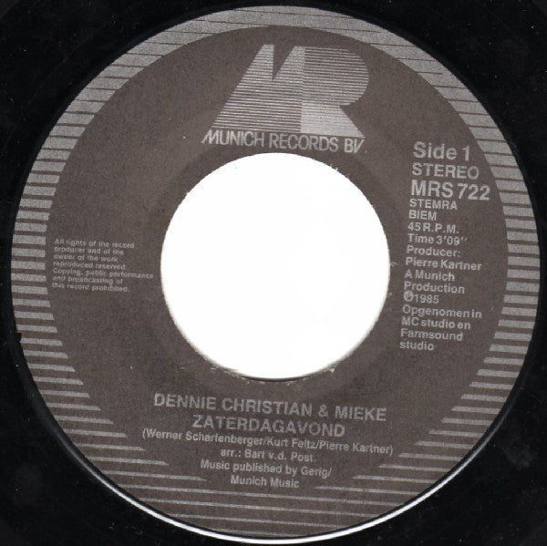 Dennie Christian & Mieke : Zaterdagavond  (7",45 RPM,Single,Stereo)