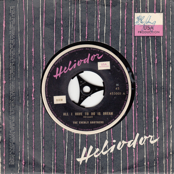 Everly Brothers : All I Have To Do Is Dream / Claudette (7",Single,45 RPM,Mono)
