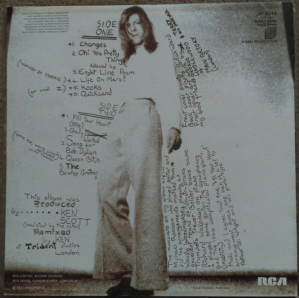 David Bowie : Hunky Dory (LP,Album,Repress)