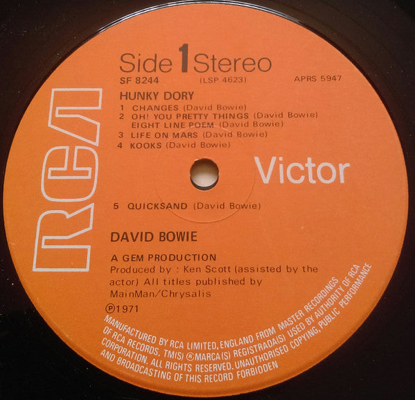 David Bowie : Hunky Dory (LP,Album,Repress)