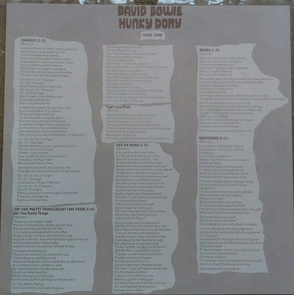 David Bowie : Hunky Dory (LP,Album,Repress)