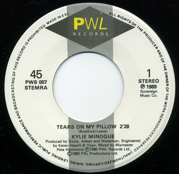 Kylie Minogue : Tears On My Pillow (7",45 RPM,Single)