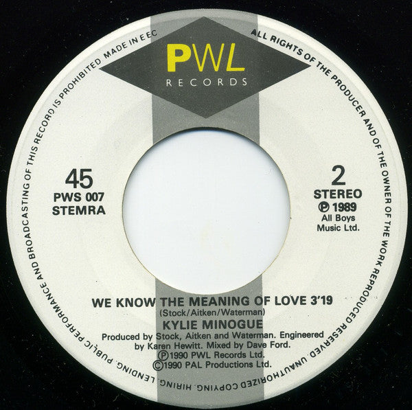 Kylie Minogue : Tears On My Pillow (7",45 RPM,Single)