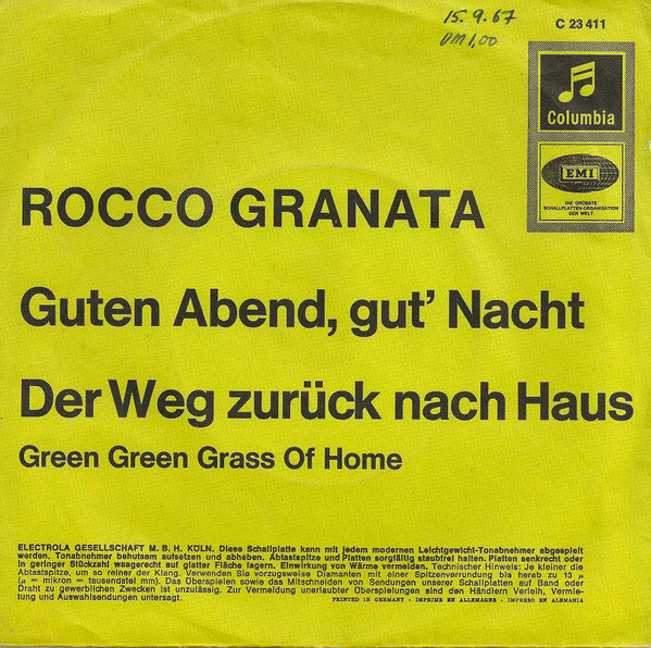 Rocco Granata : Guten Abend, Gut' Nacht / Der Weg Zurück Nach Haus (7",45 RPM,Single)