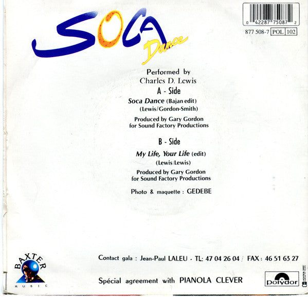 Charles D. Lewis : Soca Dance (7",45 RPM,Single,Stereo)