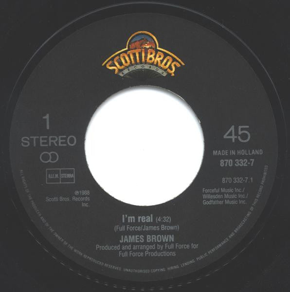 James Brown With Full Force : I'm Real (7",45 RPM,EP,Stereo)