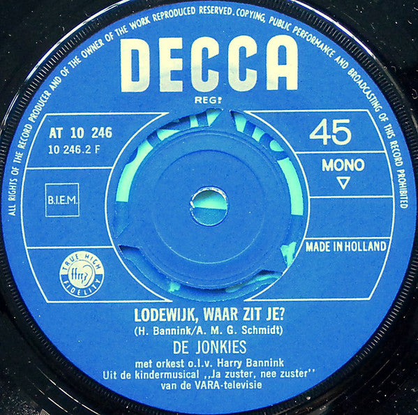 Hetty Blok En Leen Jongewaard : M'n Opa / Lodewijk, Waar Zit Je (7",45 RPM,Single,Mono)