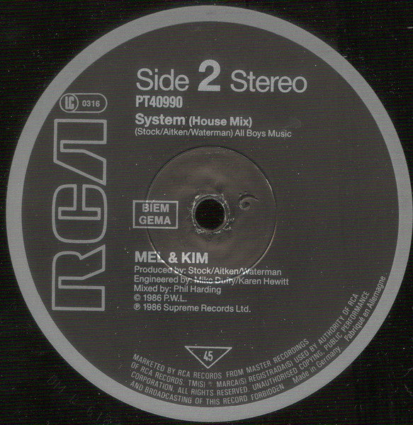 Mel & Kim : Showing Out (Get Fresh At The Weekend) (12",45 RPM)