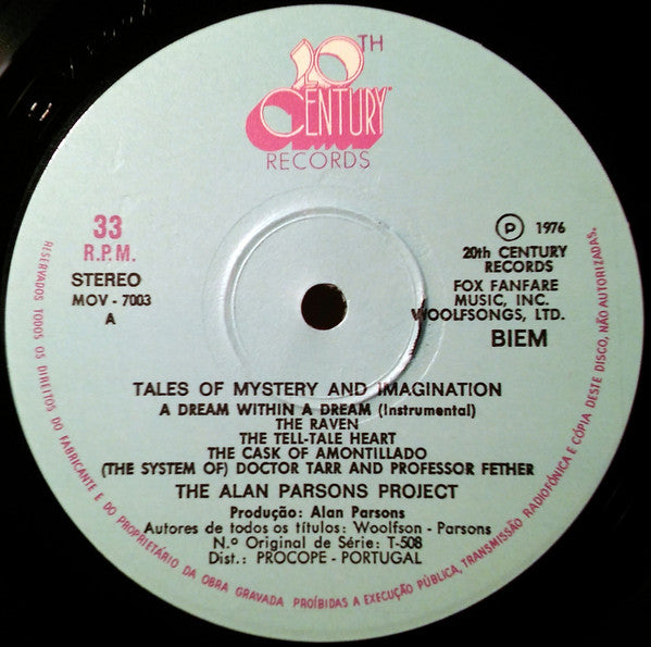 Alan Parsons Project, The : Tales Of Mystery And Imagination (LP,Album)