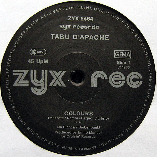 Tabù D'Apache : Colours (12")