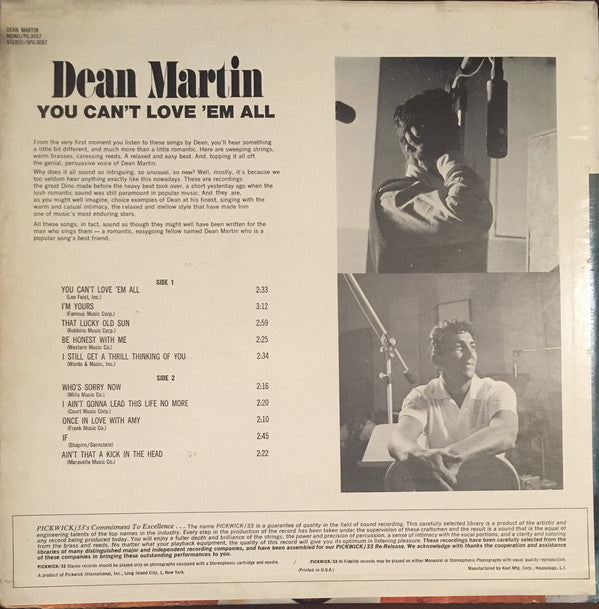 Dean Martin : You Can't Love 'Em All (LP,Compilation,Stereo)