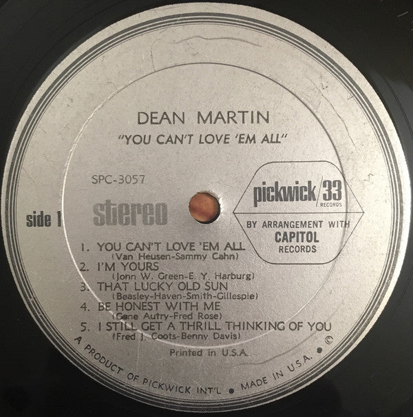 Dean Martin : You Can't Love 'Em All (LP,Compilation,Stereo)
