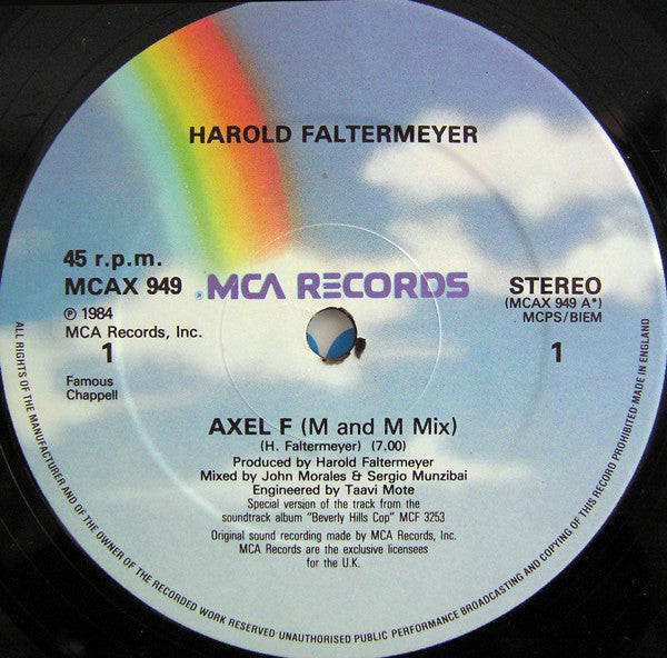 Harold Faltermeyer : Axel F (The M & M Mix) (12",45 RPM,Single,Stereo)