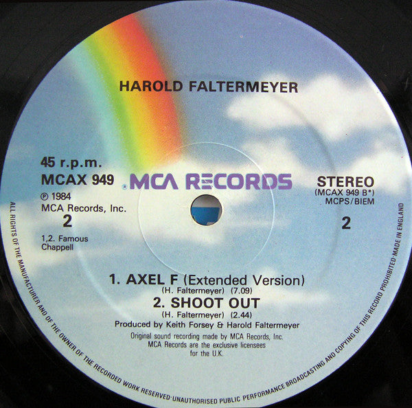 Harold Faltermeyer : Axel F (The M & M Mix) (12",45 RPM,Single,Stereo)