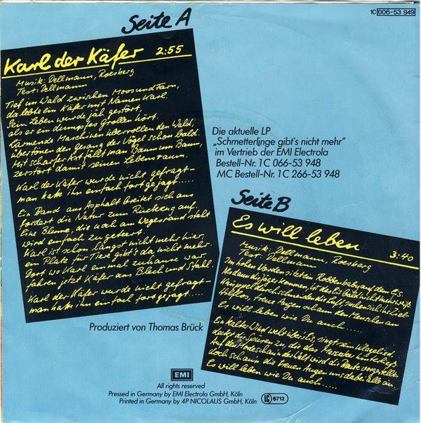 Gänsehaut : Karl Der Käfer (7",45 RPM,Single,Stereo)