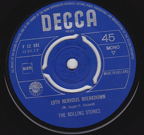 Rolling Stones, The : 19th Nervous Breakdown / As Tears Go By (7",45 RPM,Single,Mono)