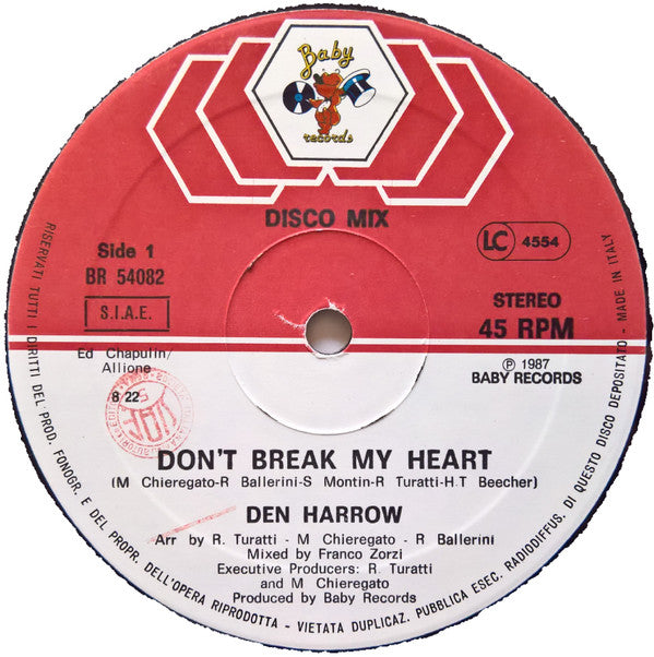 Den Harrow : Don't Break My Heart (12",45 RPM,Maxi-Single,Stereo)