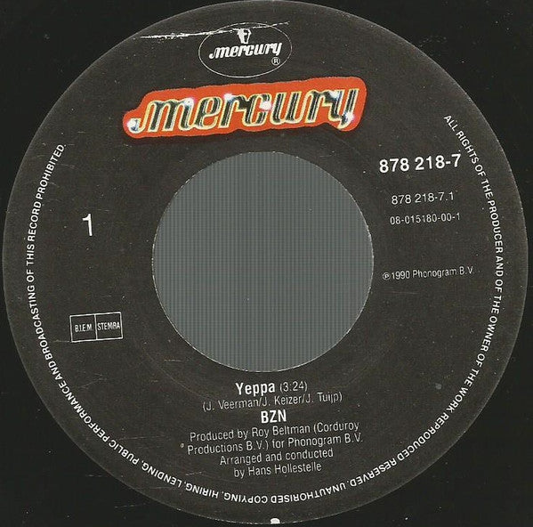 BZN : Yeppa (7",45 RPM,Single,Stereo)