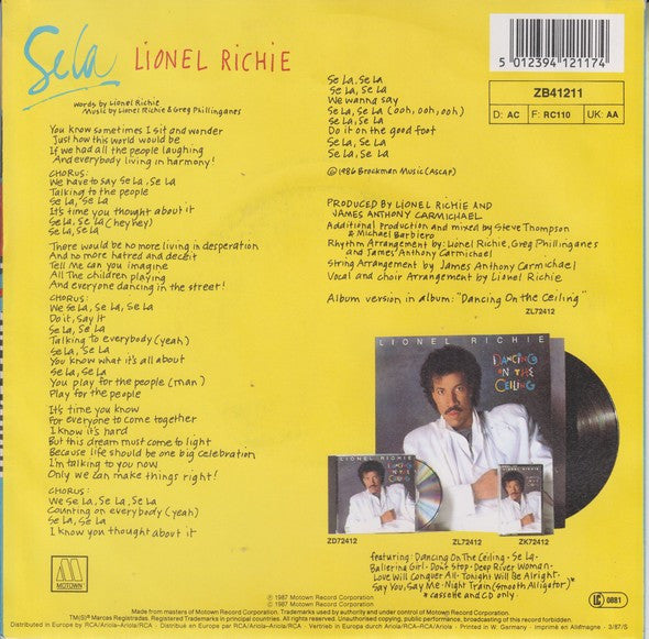 Lionel Richie : Se La (7",45 RPM,Single,Stereo)