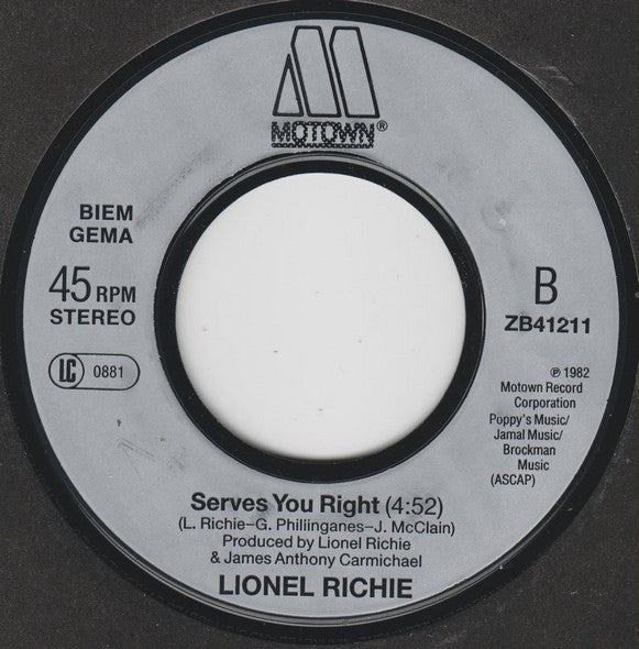 Lionel Richie : Se La (7",45 RPM,Single,Stereo)