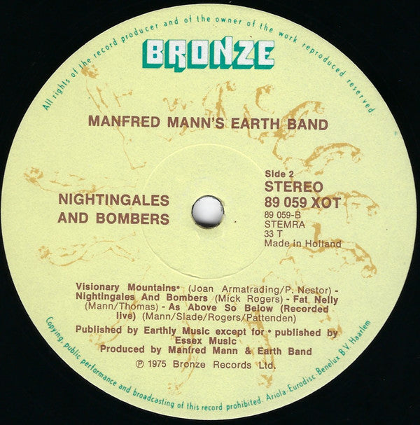 Manfred Mann's Earth Band : Nightingales & Bombers (LP, Album)