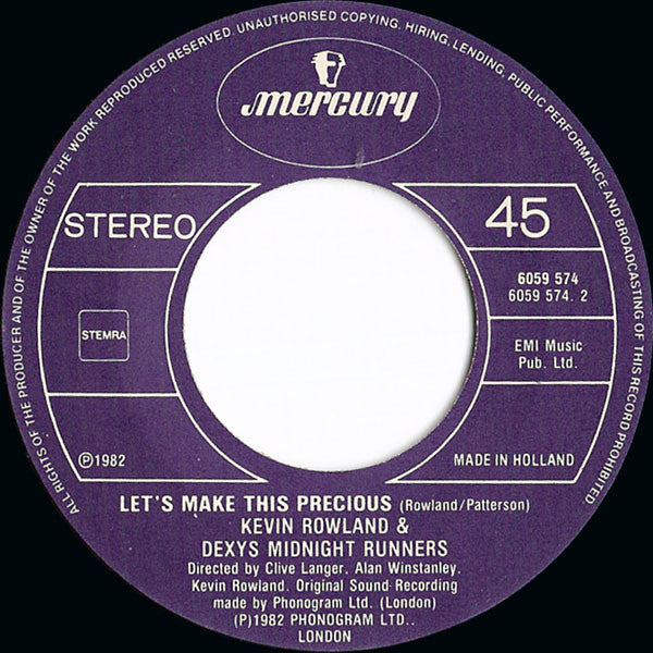 Kevin Rowland & Dexys Midnight Runners : Jackie Wilson Said / Let's Make This Precious (7",45 RPM,Single)