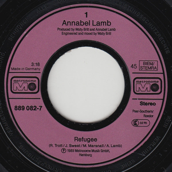 Annabel Lamb : Refugee (7", Single)
